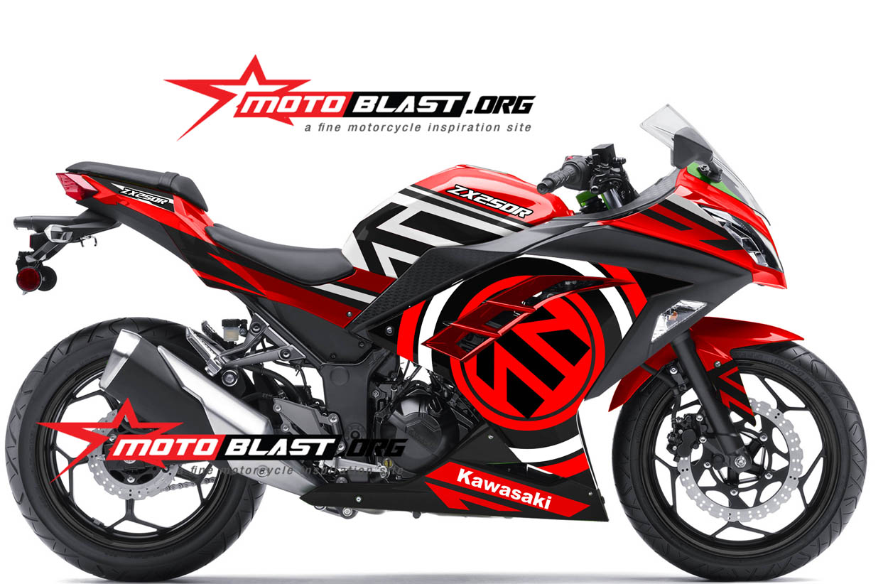Modif Striping Kawasaki Ninja 250R Fi Red MOTOBLAST