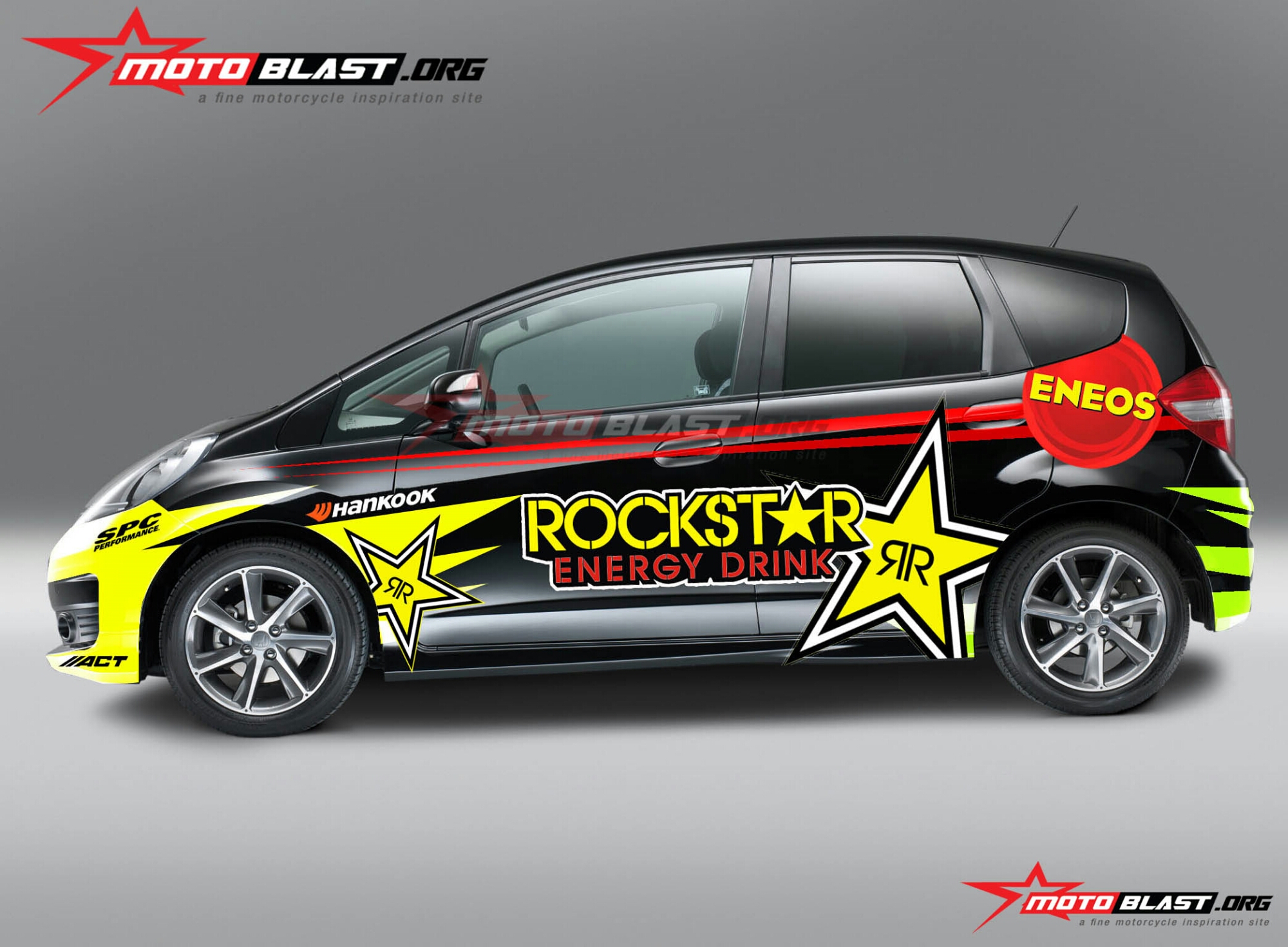 Mobil Series Modif Striping Honda Jazz Black Rockstar MOTOBLAST