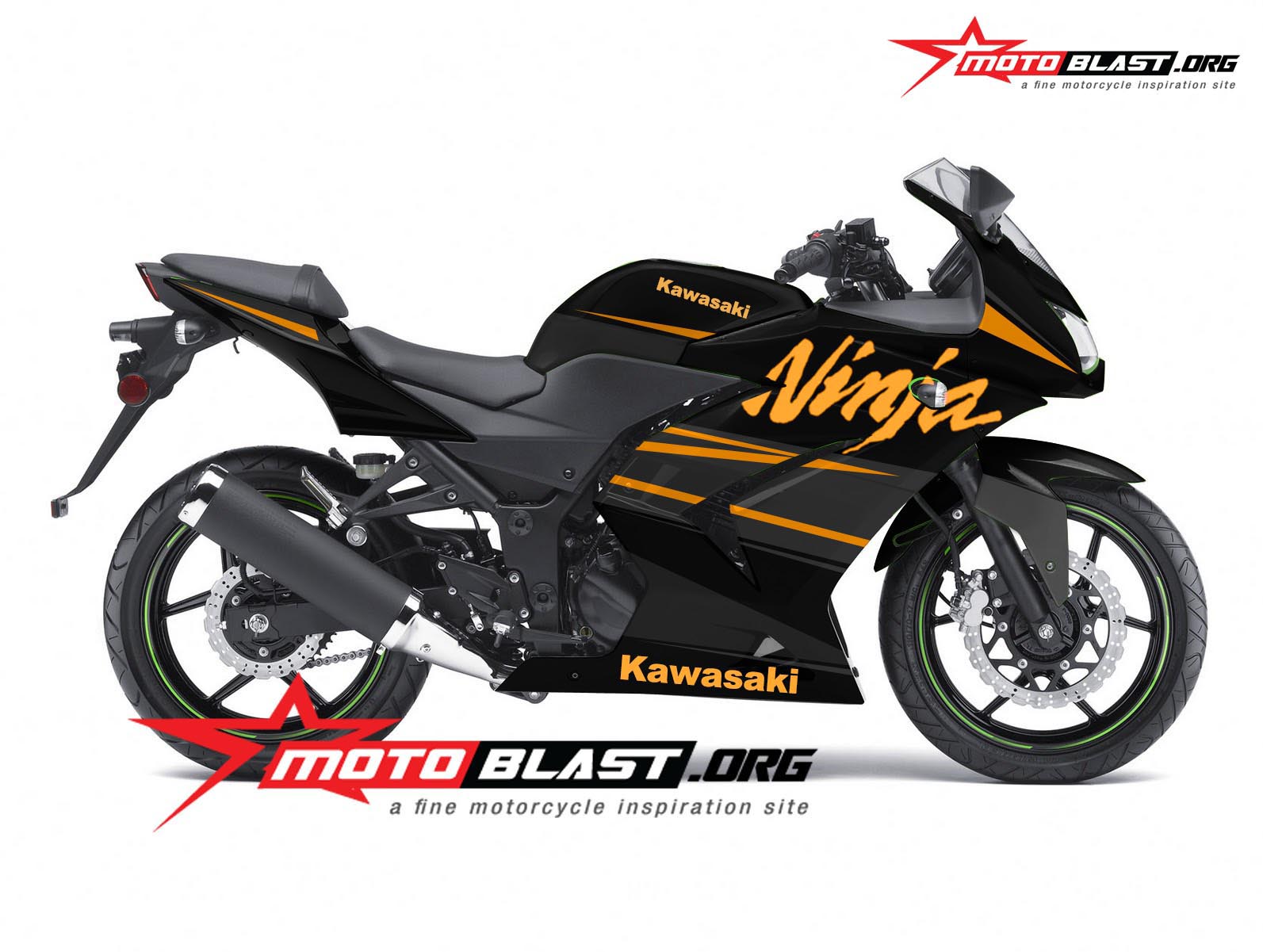 Modif Striping Kawasaki Ninja 250R Karbu Black Simple MOTOBLAST