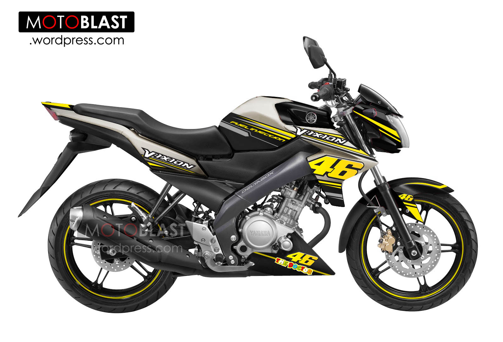 Motoblast Striping Versi V Rossi 56 Di New Vixion Goldkok