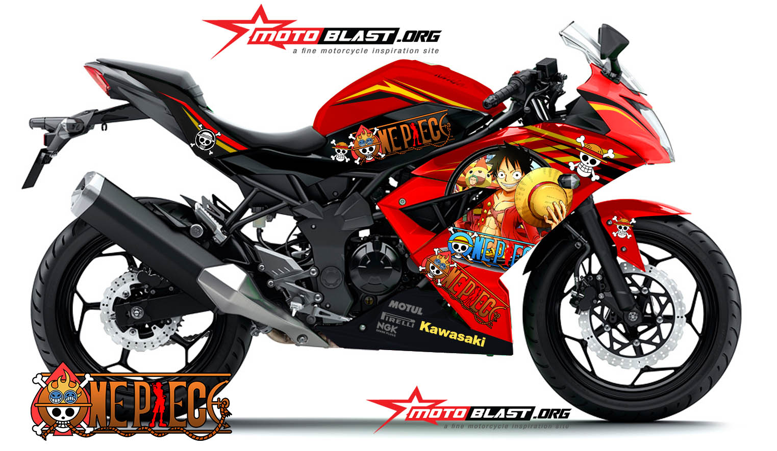 HOT Love AnimeModif Striping Kawasaki Ninja RR MONO Red ONE