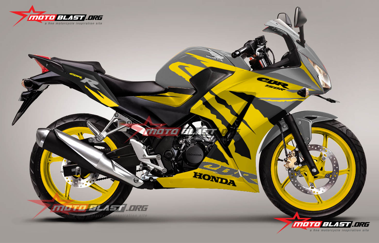 Modif Striping Honda CBR150R K45 BLACK Yellow Racy Ala NSR MOTOBLAST