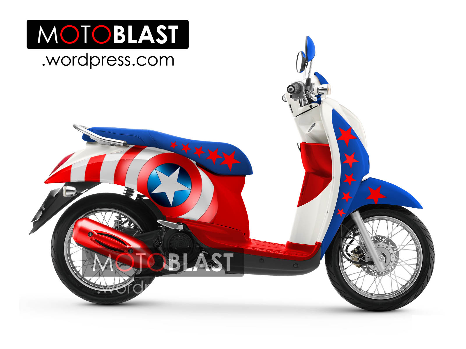 Modif Striping Honda Scoopy Captain America MOTOBLAST