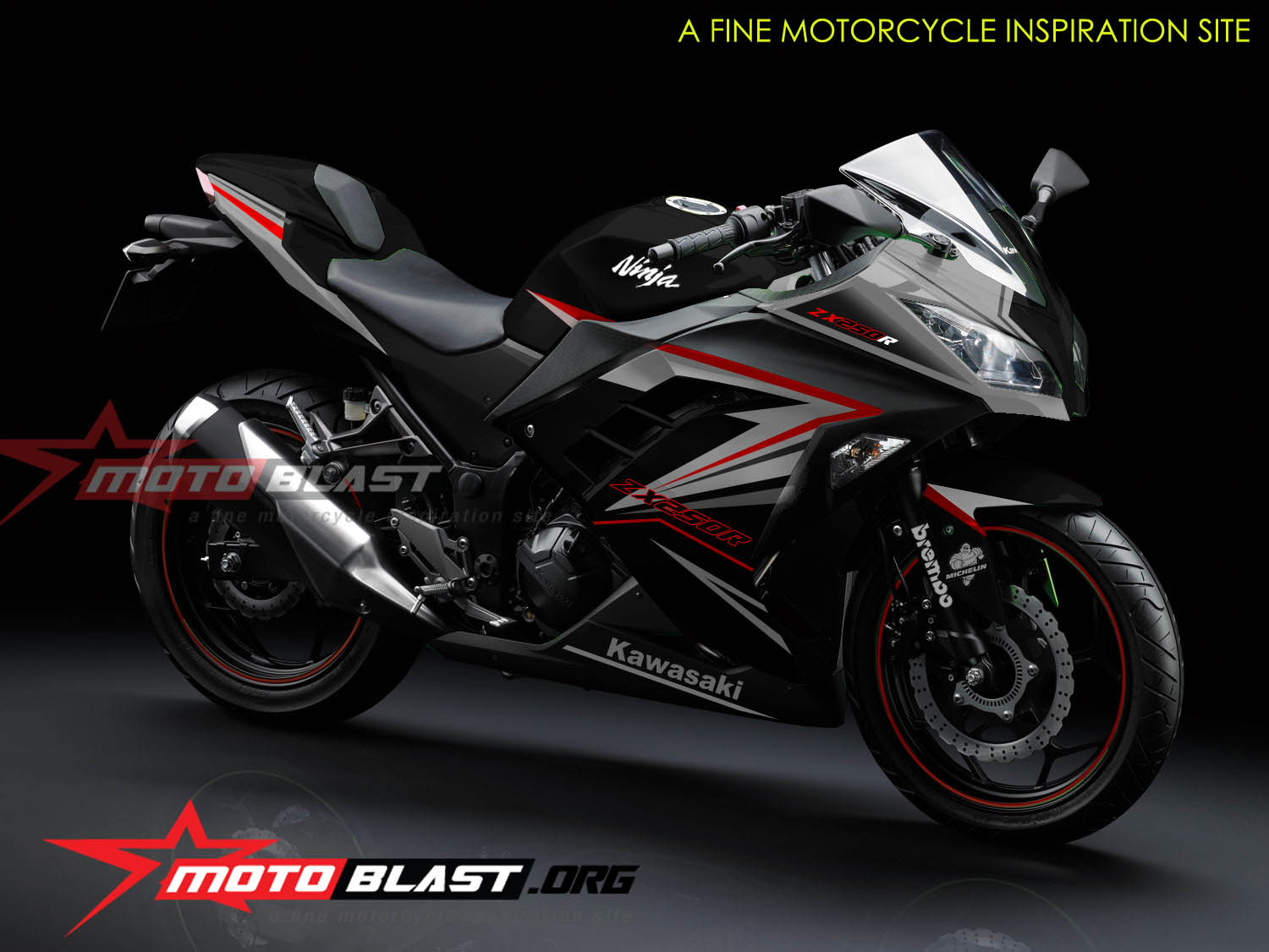  Modif  Striping Kawasaki Ninja  250R FI  Black Red 2014 