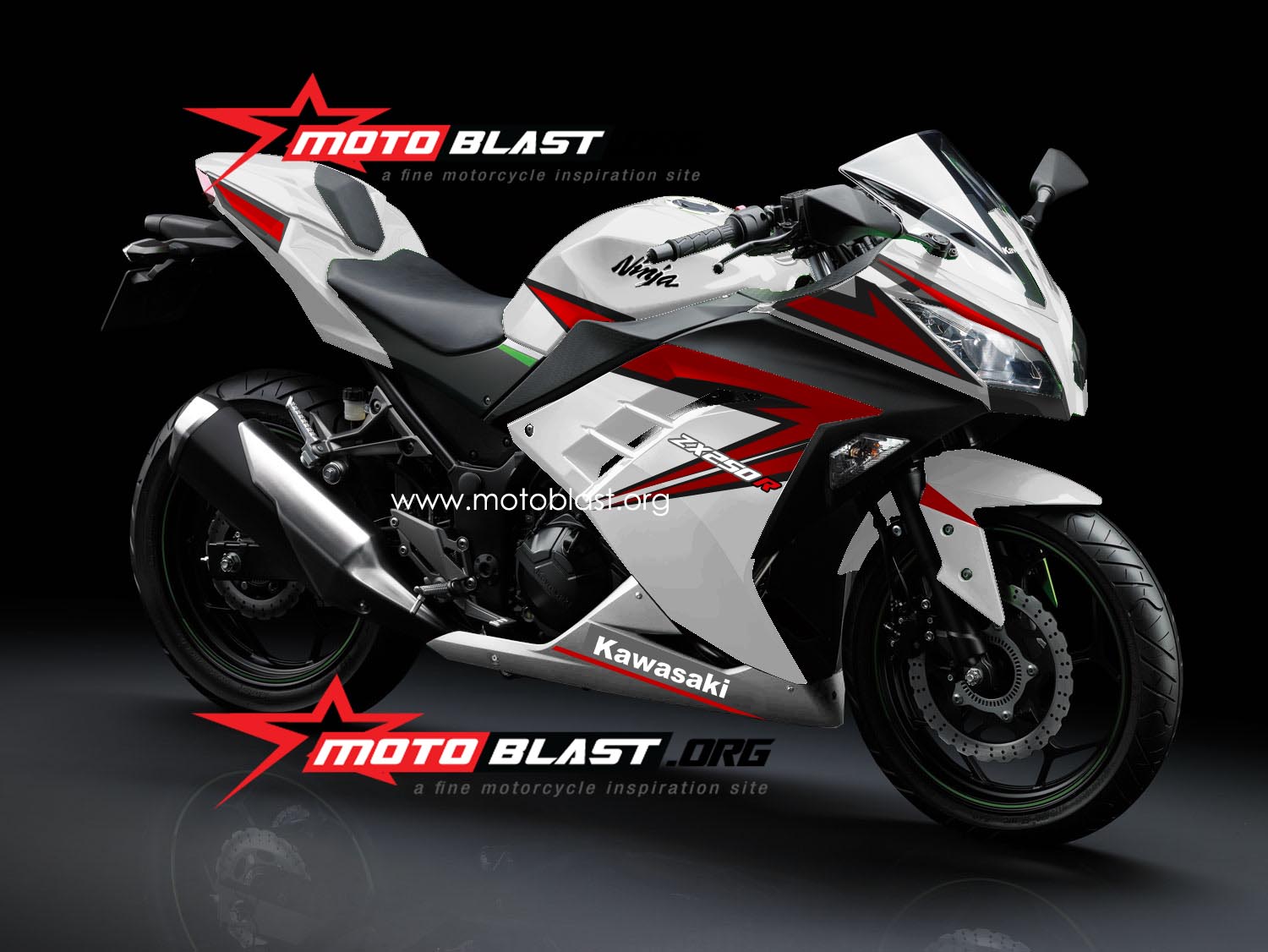 Lagi Modif Striping Kawasaki Ninja 250r Fi White 2014 MOTOBLAST