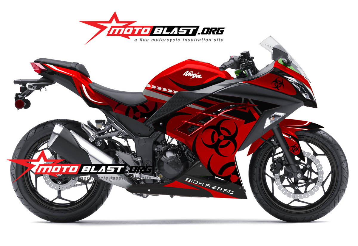Modif Striping Kawasaki Ninja 250R FI Merah - BioHazard 