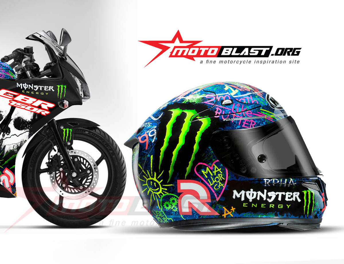 HOTModif Striping Honda CBR150R Black Helm HJC Lorenzo Part 2 MOTOBLAST
