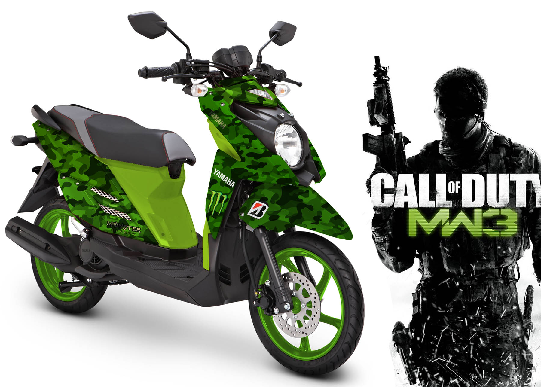 Modif Striping Yamaha X Ride Green Army MOTOBLAST