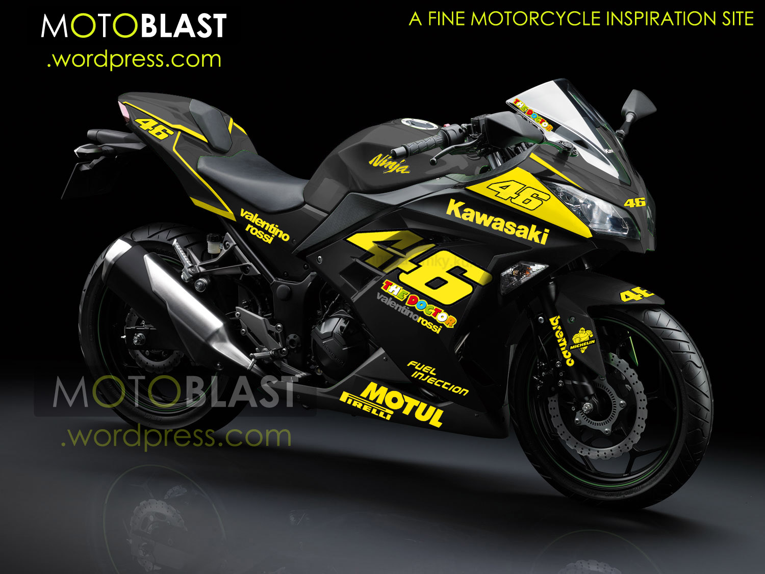 Wpid Modif Striping Kawasaki Ninja 250r Fi Black Valentino Rossi