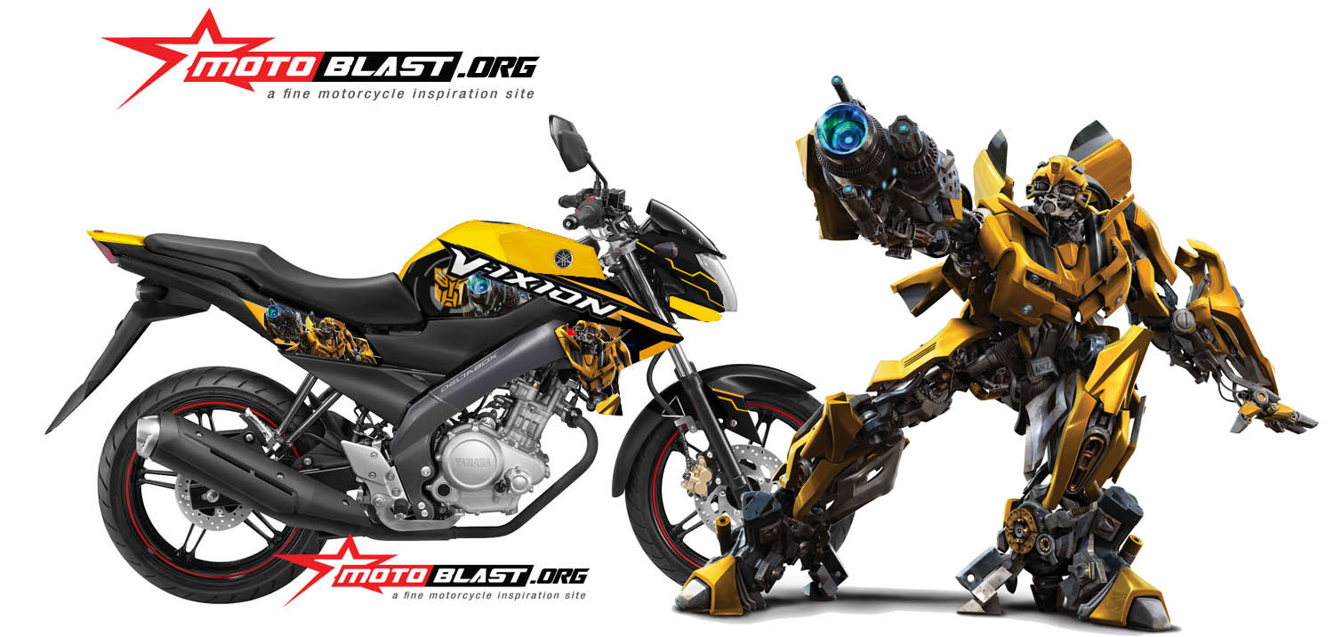 Modif Striping Yamaha New Vixion Black Transformers Bumble Bee