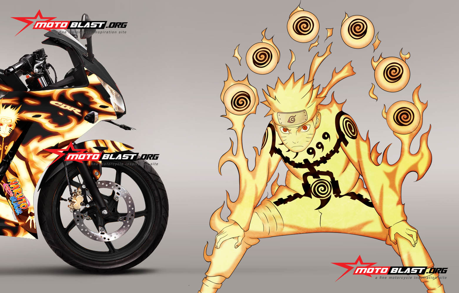 Modif Striping Honda CBR150R Lokal Hitam - Naruto RIKUDO 