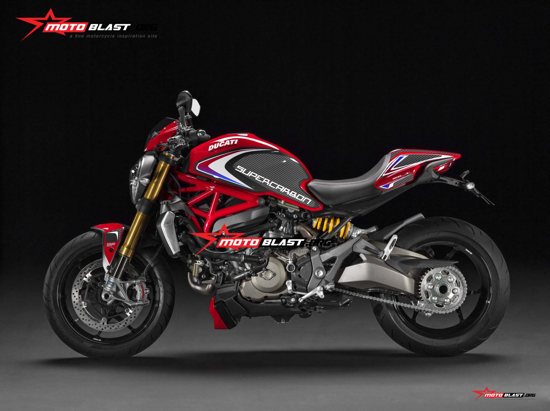 MOGE SERIES Modif Striping Ducati Monster RED Super Carbon