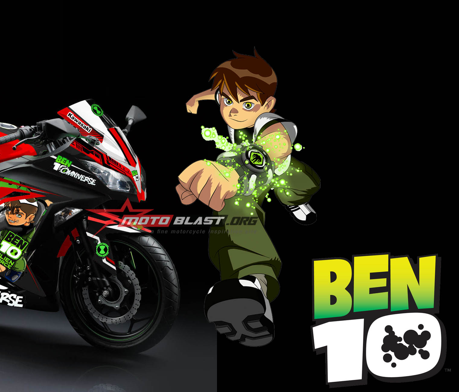 Modif Striping Kawasaki Ninja 250R Fi tema Cartoon BEN 10 