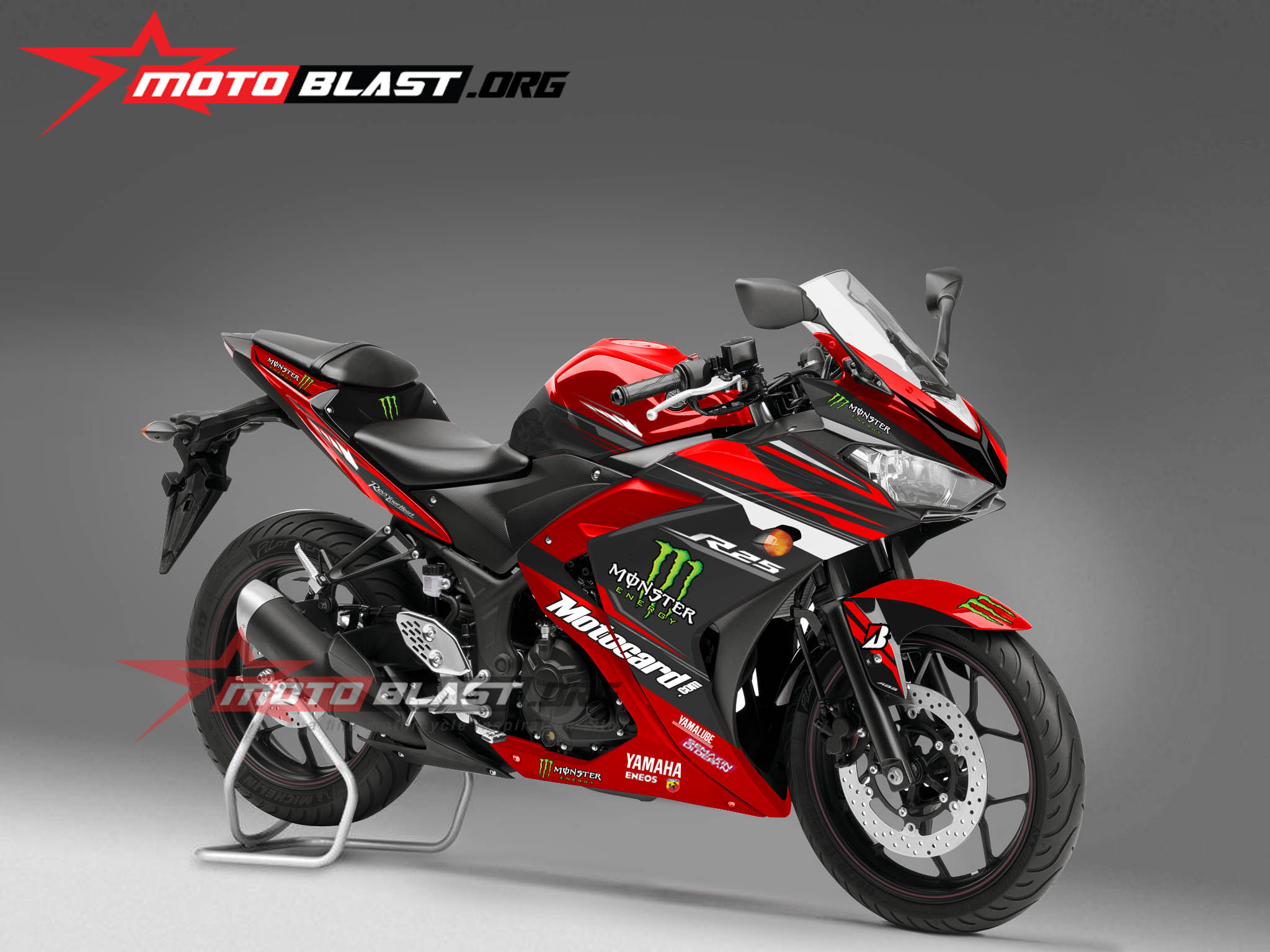 Motoblast Modifikasi Striping Yamaha R25 RED Monster