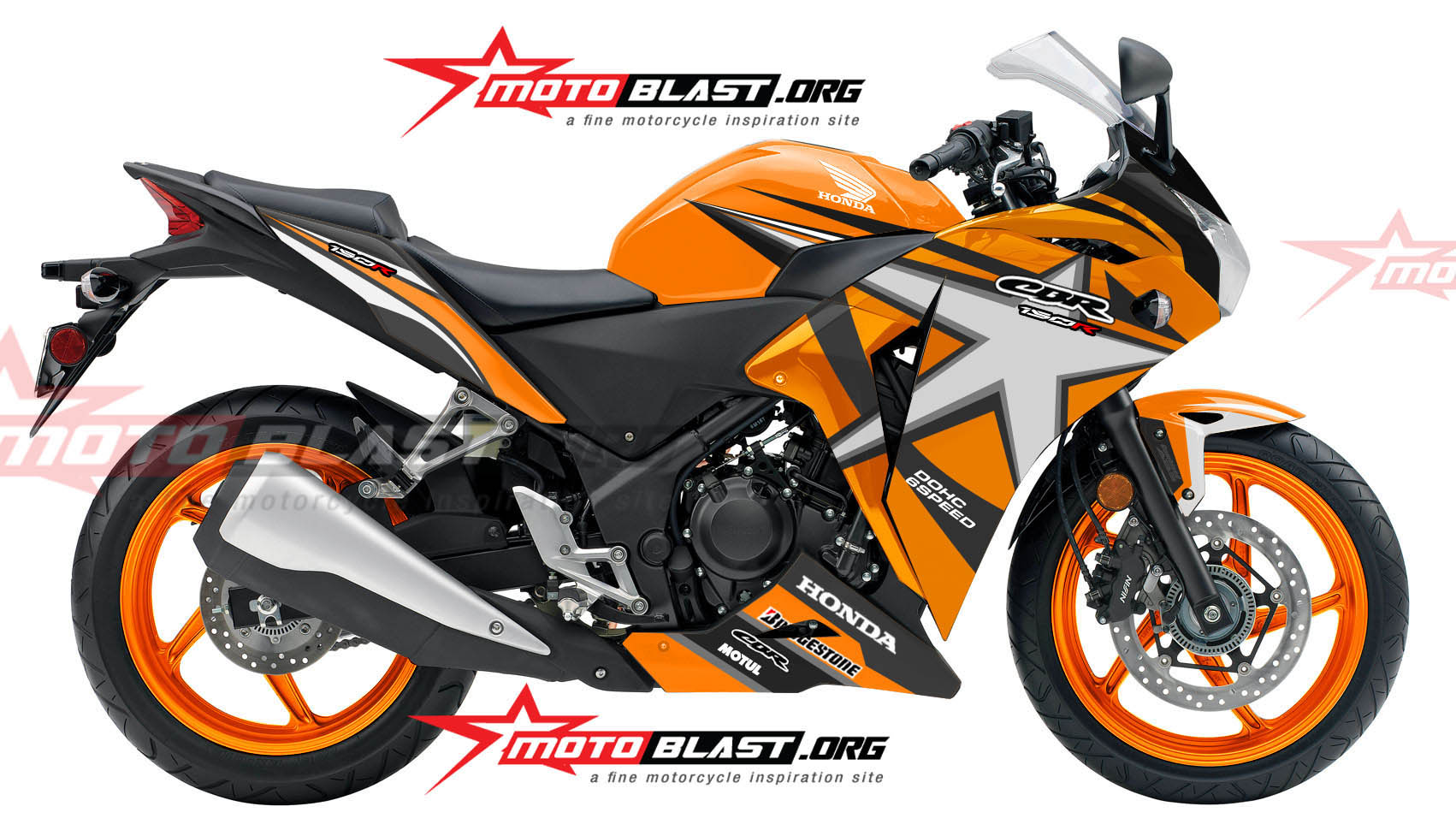 Grafis Inspirasi Honda CBR250R Star Orange Josss MOTOBLAST