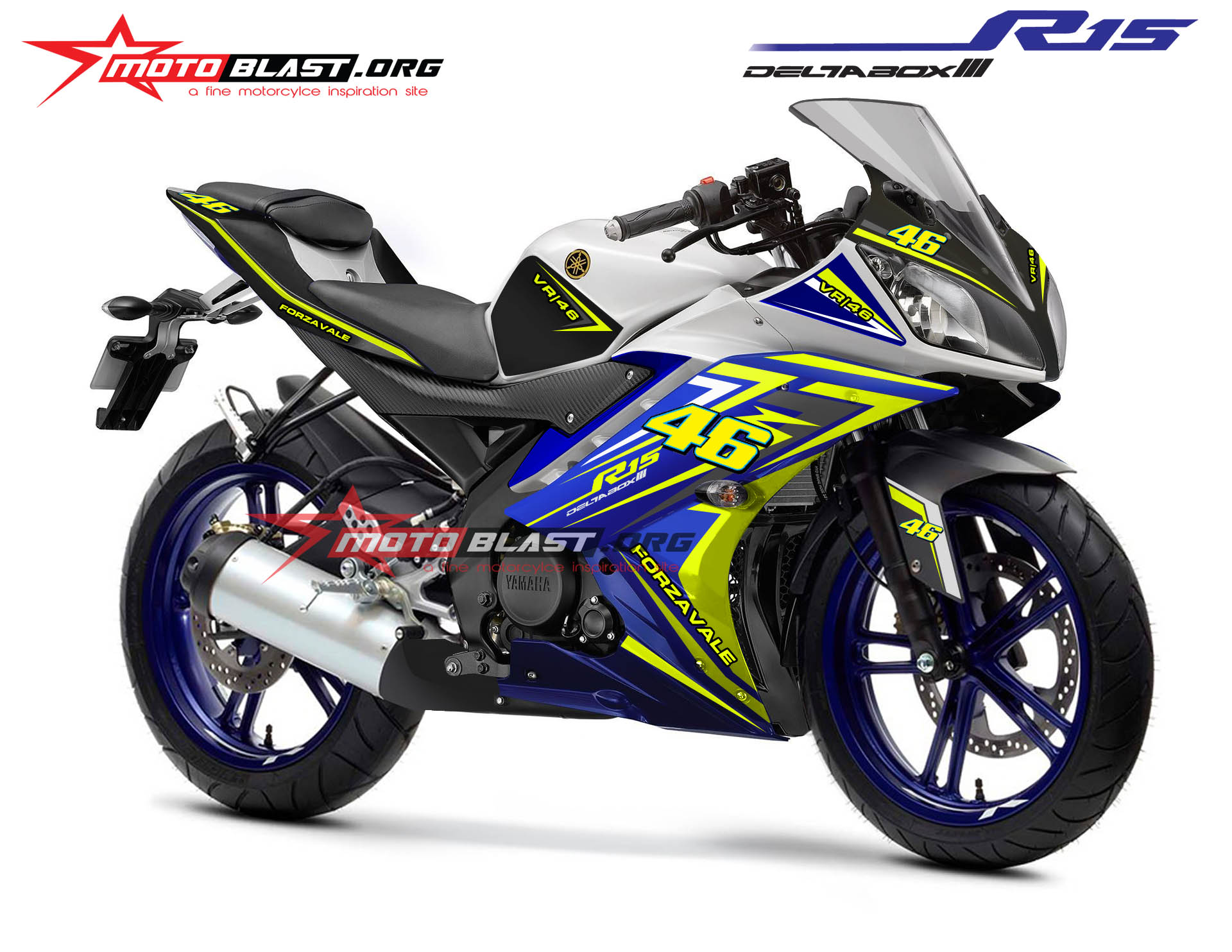Grafis Inspirasi Yamaha R15 Blue Forza VALE 46 MOTOBLAST