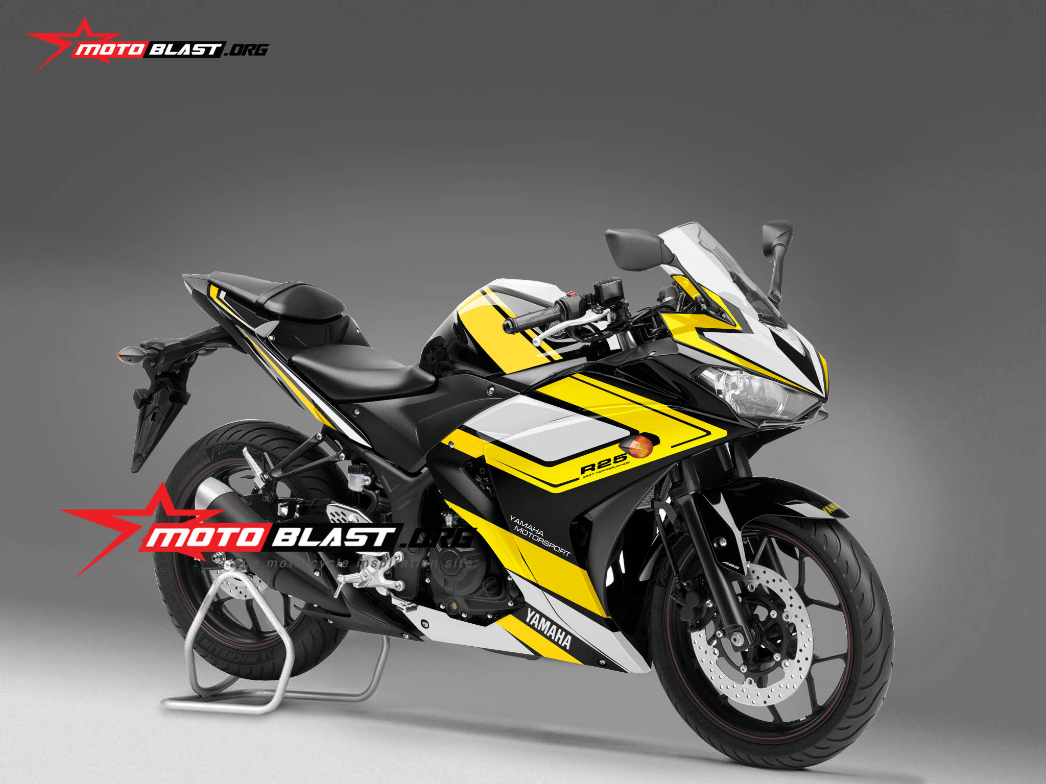 Modifikasi Yamaha R25 Black Super yellow!  MOTOBLAST